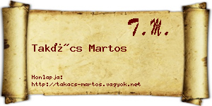 Takács Martos névjegykártya